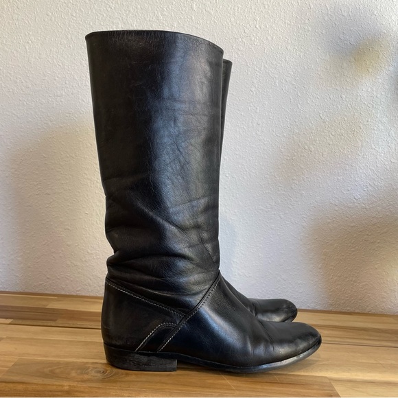 HANA MACKLER Leather Black Boots Size 7 AAA Made in Italy - Picture 8 of 11